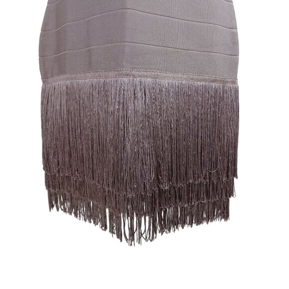 Venus Sleeveless Fringe Hem Knit Flapper Dress Mauve Women Size 12 Party NEW - Picture 4 of 14